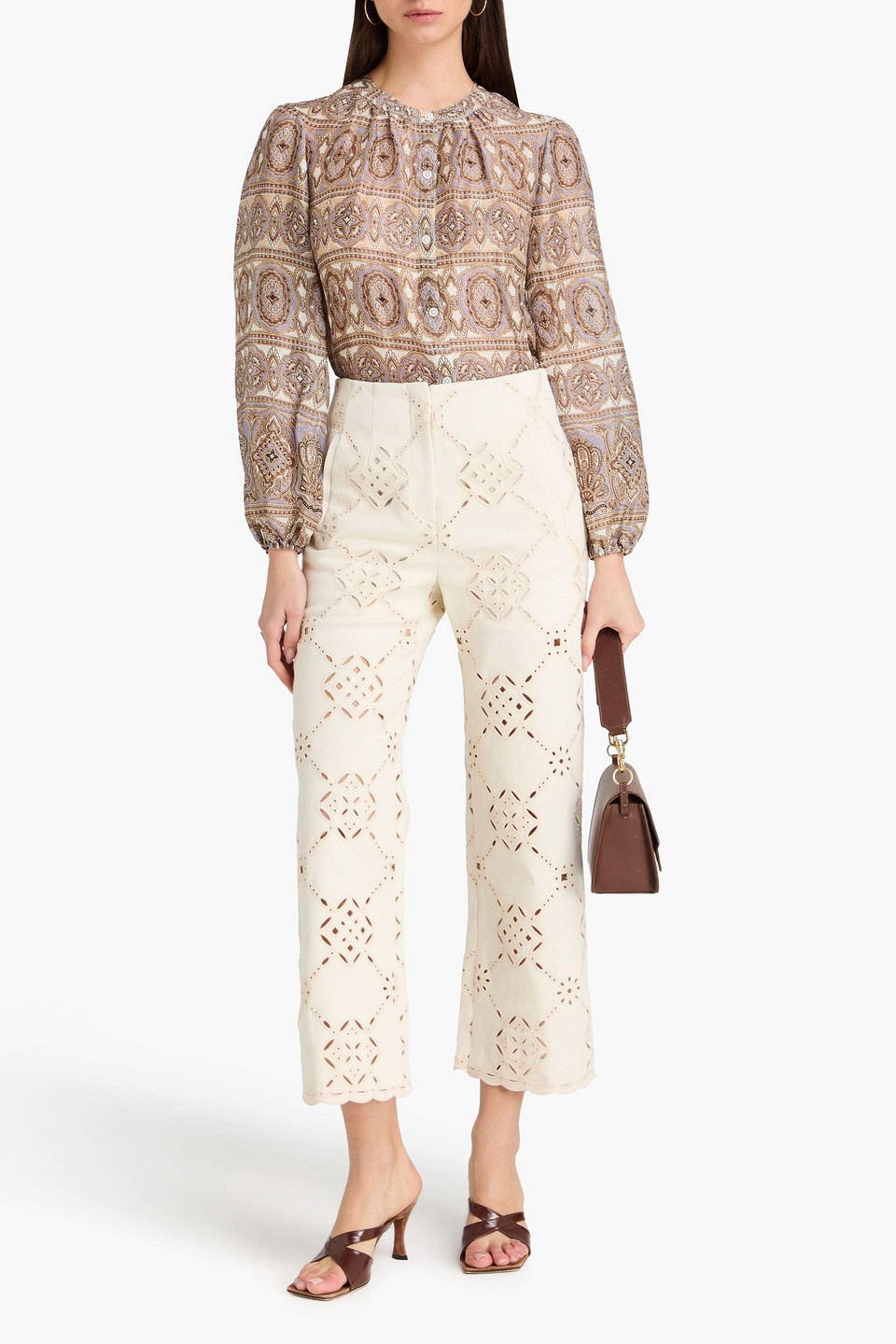  Veronica Beard - Printed Linen And Silk-blend Blouse - Brown - Us 0 