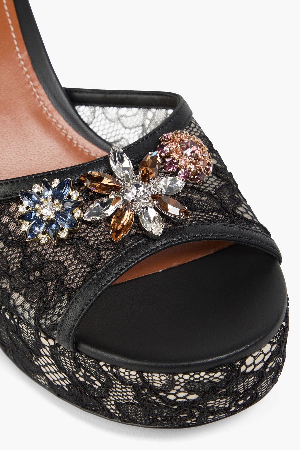 ZIMMERMANN Pixie 100 コードレース プラットフォームサンダル クリスタル付き