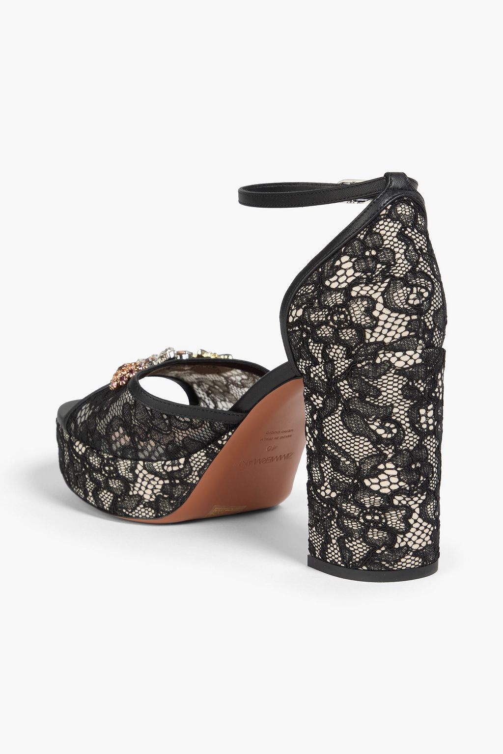 ZIMMERMANN Pixie 100 コードレース プラットフォームサンダル クリスタル付き