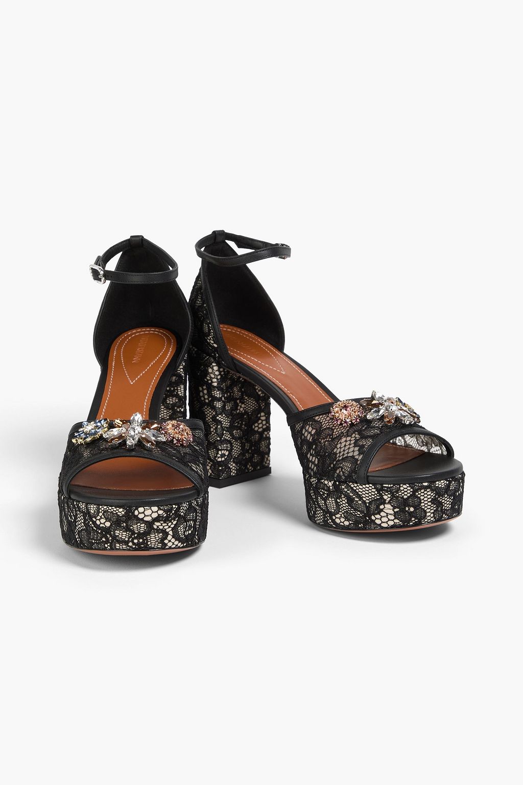 ZIMMERMANN Pixie 100 コードレース プラットフォームサンダル クリスタル付き