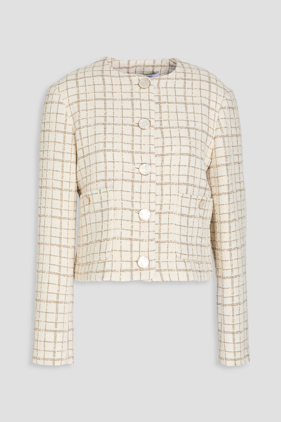 Veronica Beard Andrea Checked Metallic Tweed Jacket In Brown