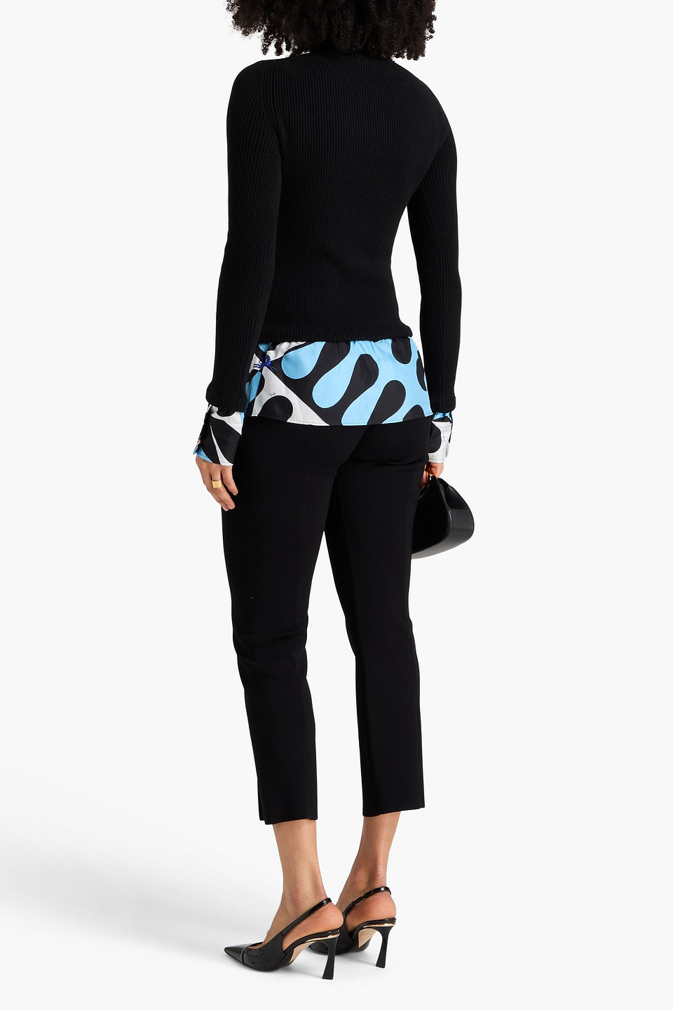  Pucci - Printed Twill-paneled Wool-blend Turtleneck Sweater - Black - S 