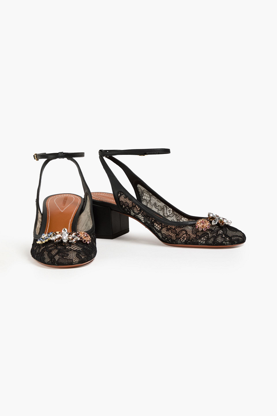  Zimmermann - Mary-jane-pumps „pixie 50“ Aus Schnurgebundener Spitze Mit Kristallverzierung - Schwarz - Eu 37 
