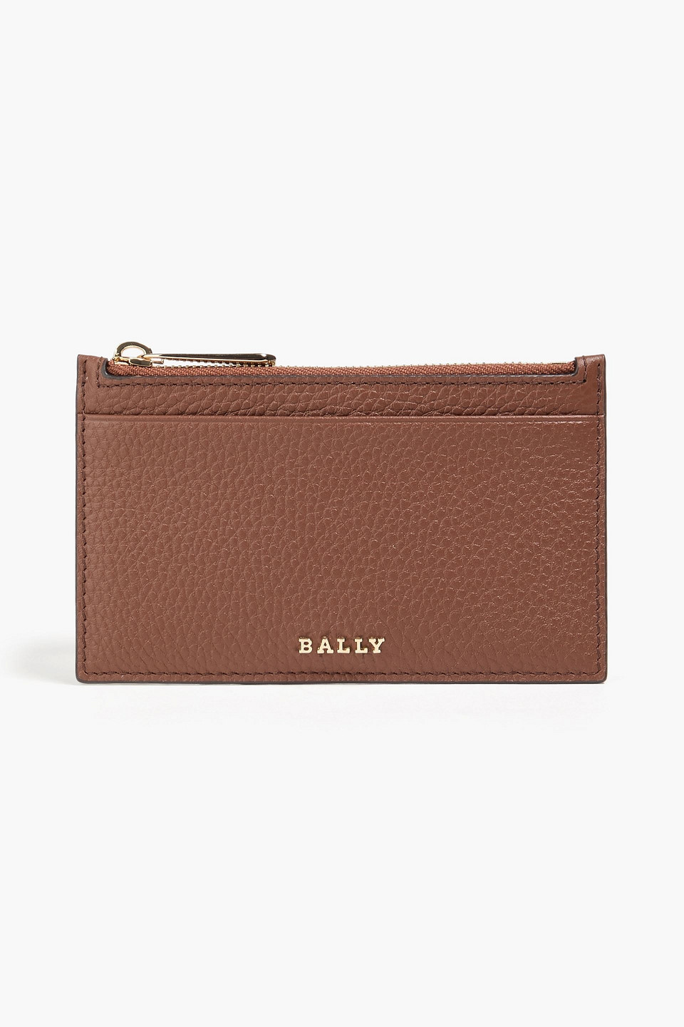 Bally Pebbled-leather Cardholder In Brown
