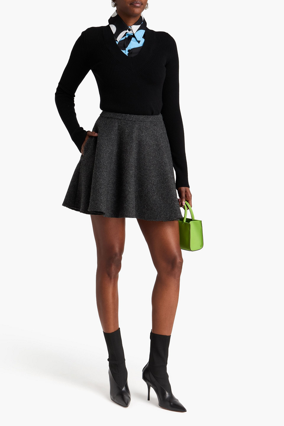  Pucci - Printed Twill-paneled Wool-blend Sweater - Black - Xs 