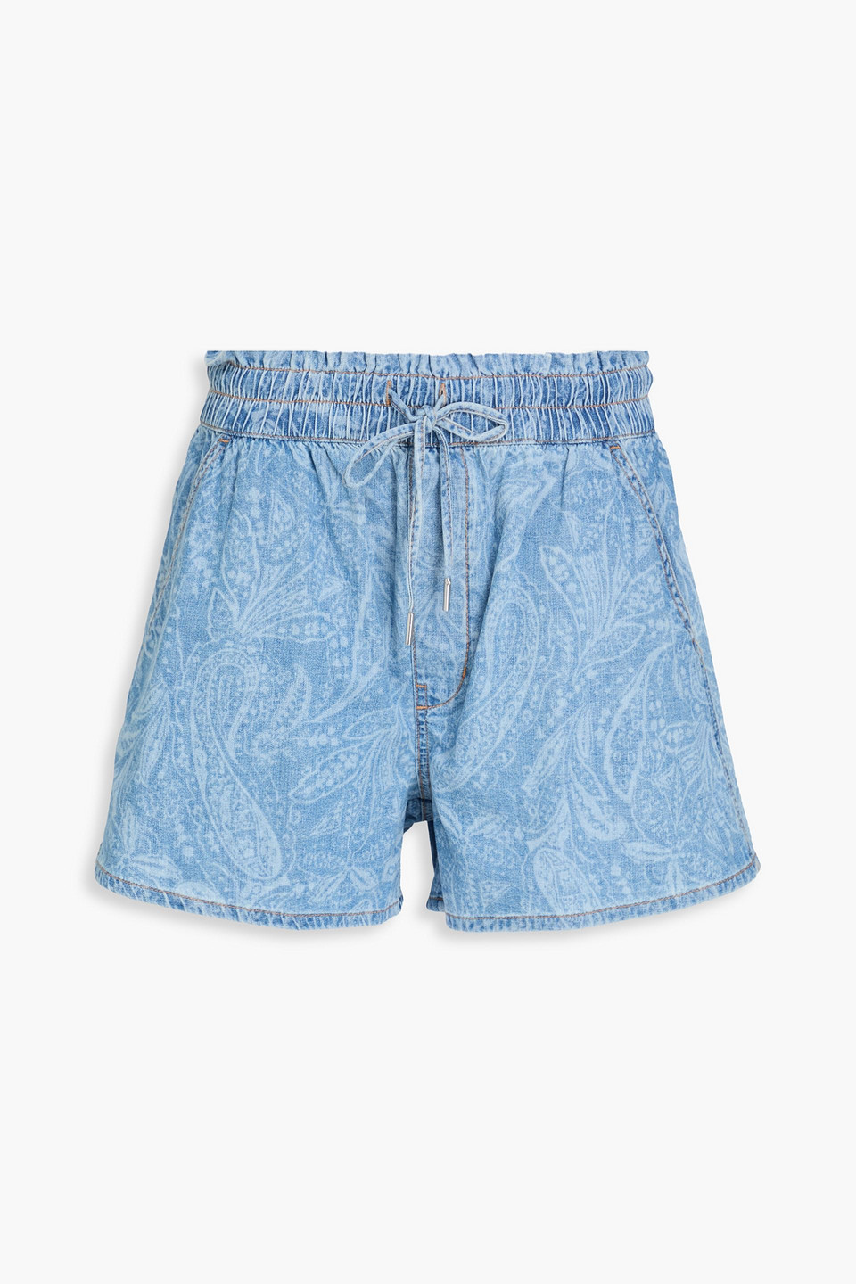 Veronica Beard Wilder Floral-print Denim Shorts In Blue