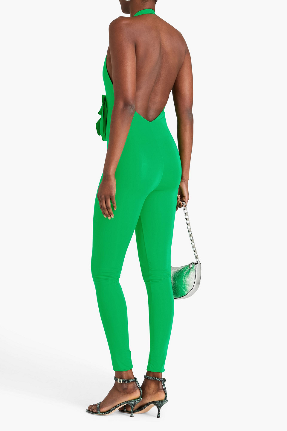  Maygel Coronel - Neckholder-jumpsuit „mocoa“ Aus Glänzendem Jersey Mit Floralen Applikationen - Grün - Onesize 