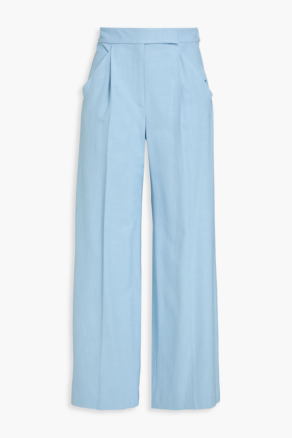 Veronica Beard Marbeau Pleated Canvas Wide-leg Pants In Blue