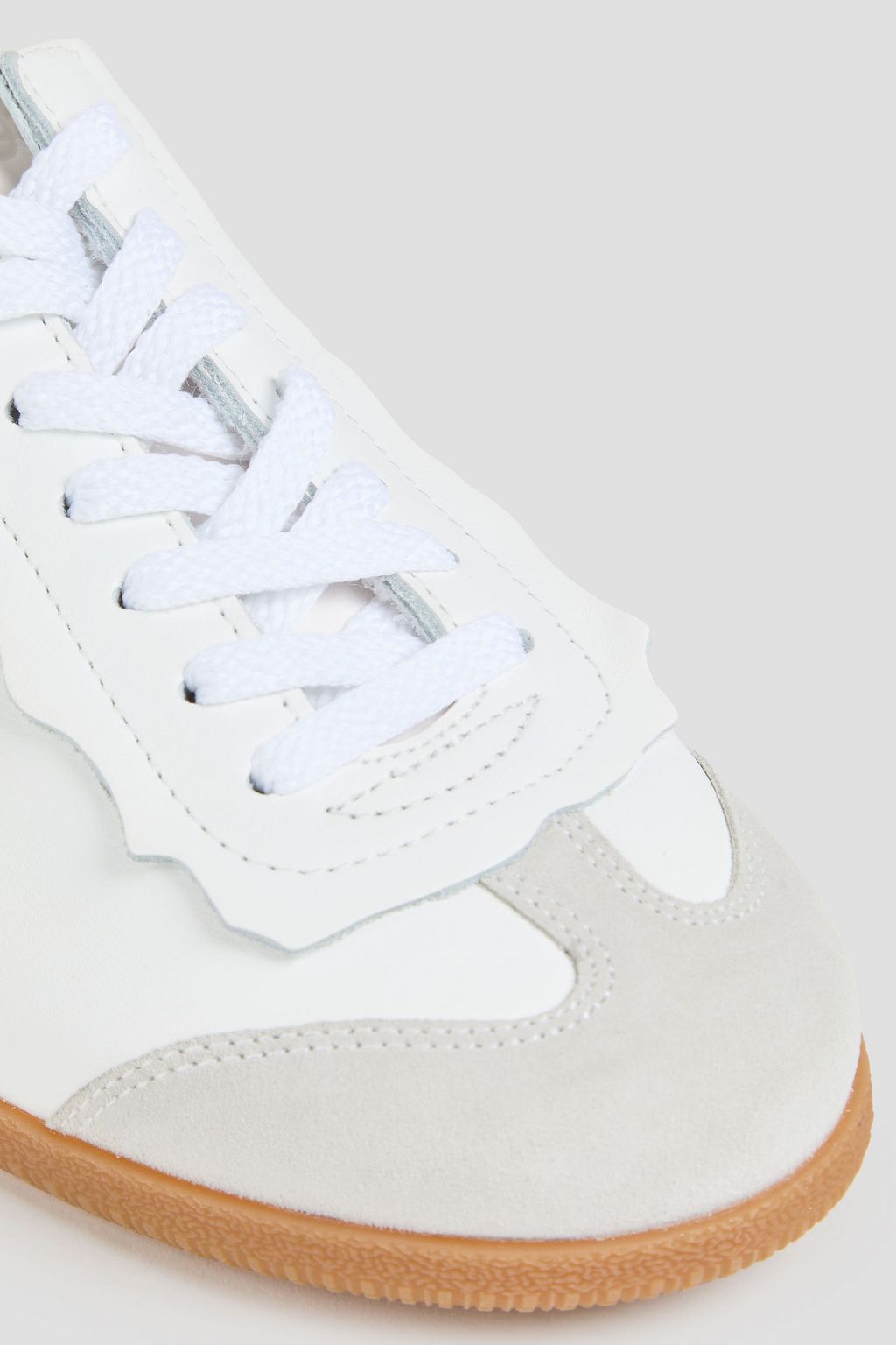 MAISON MARGIELA Featherlight suede-trimmed leather sneakers | THE