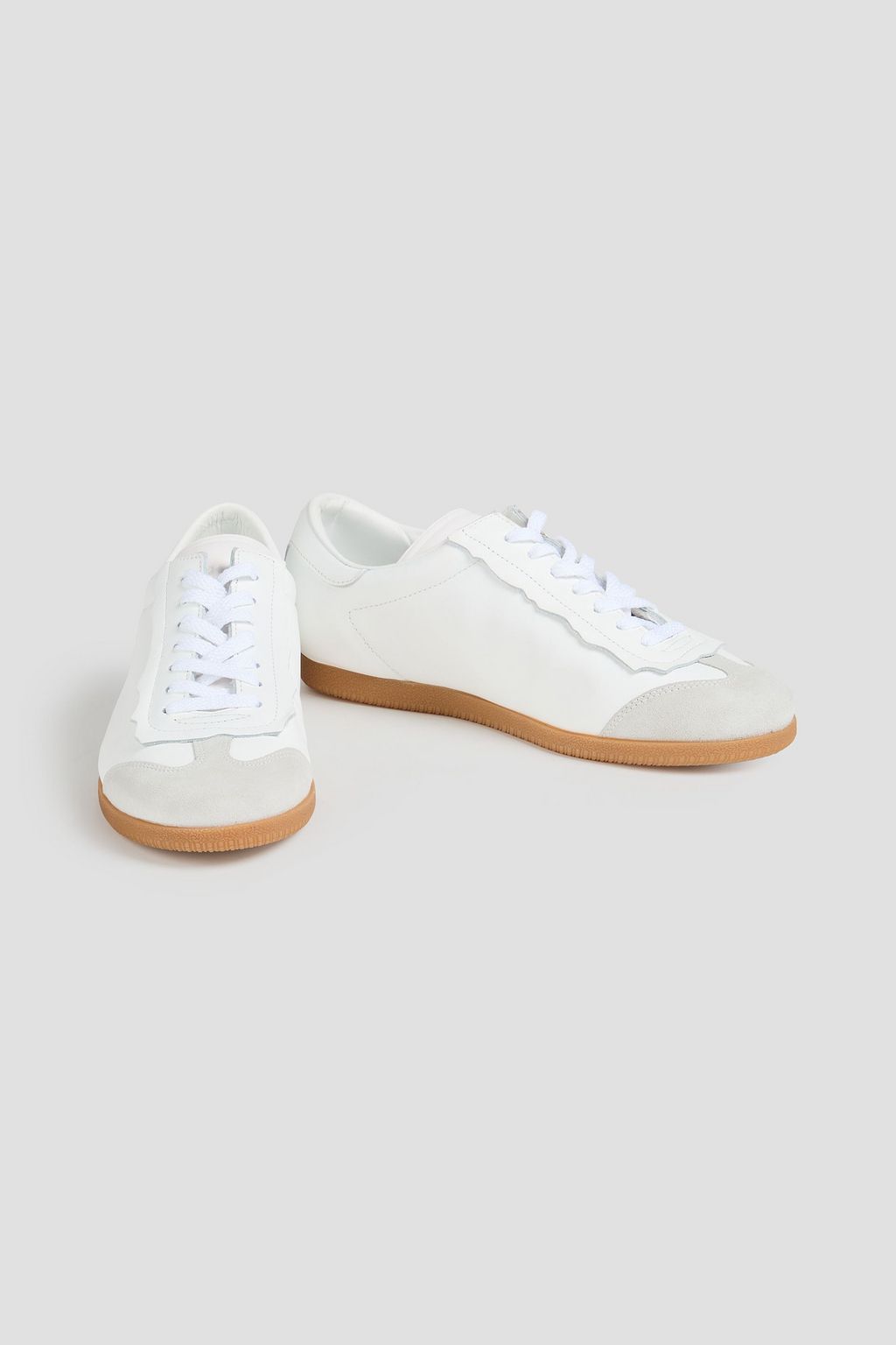 MAISON MARGIELA Featherlight suede-trimmed leather sneakers | THE