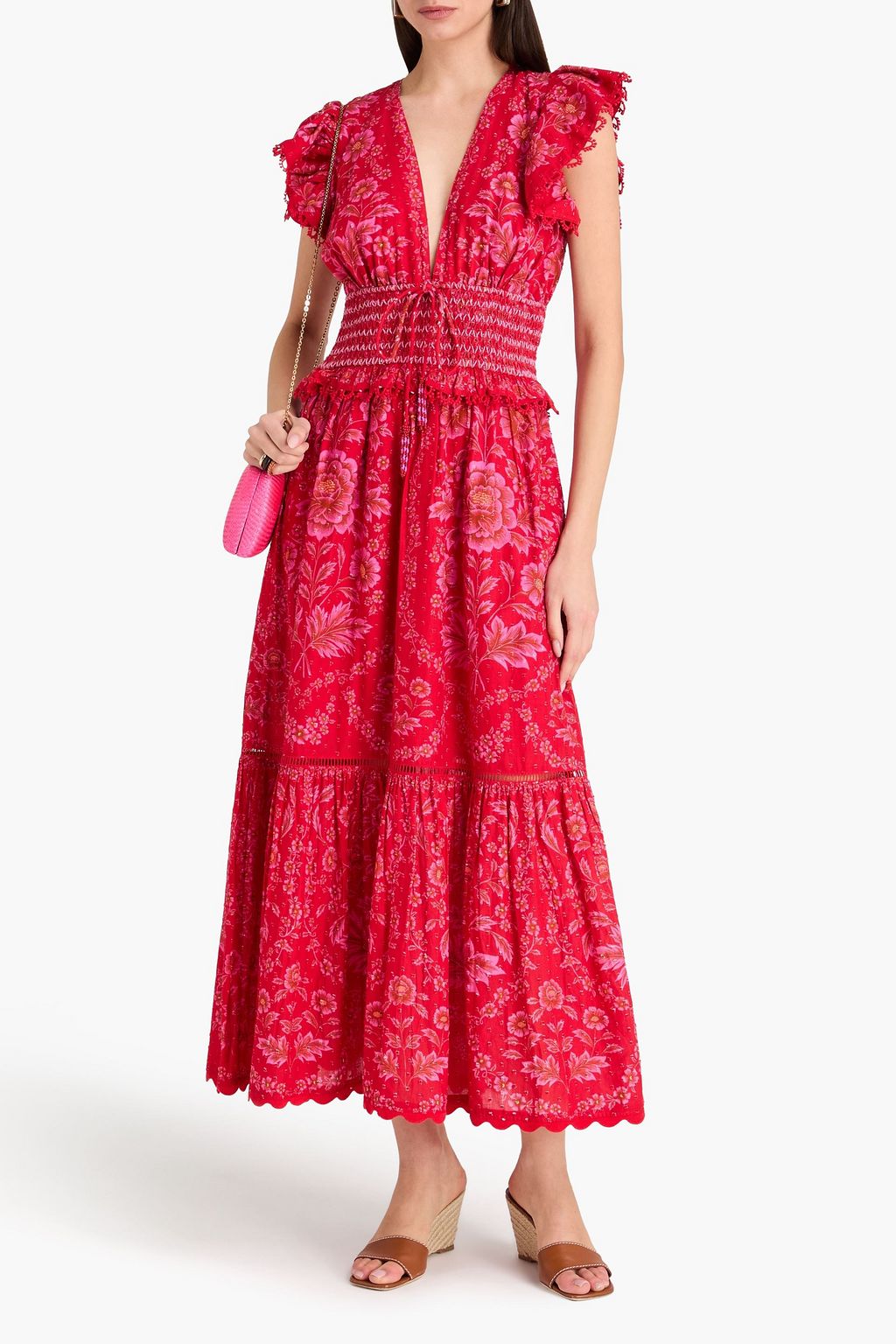 chinese dress ladies Black Morada Boa Guipure Maxi Dress – FARM Rio main image 1