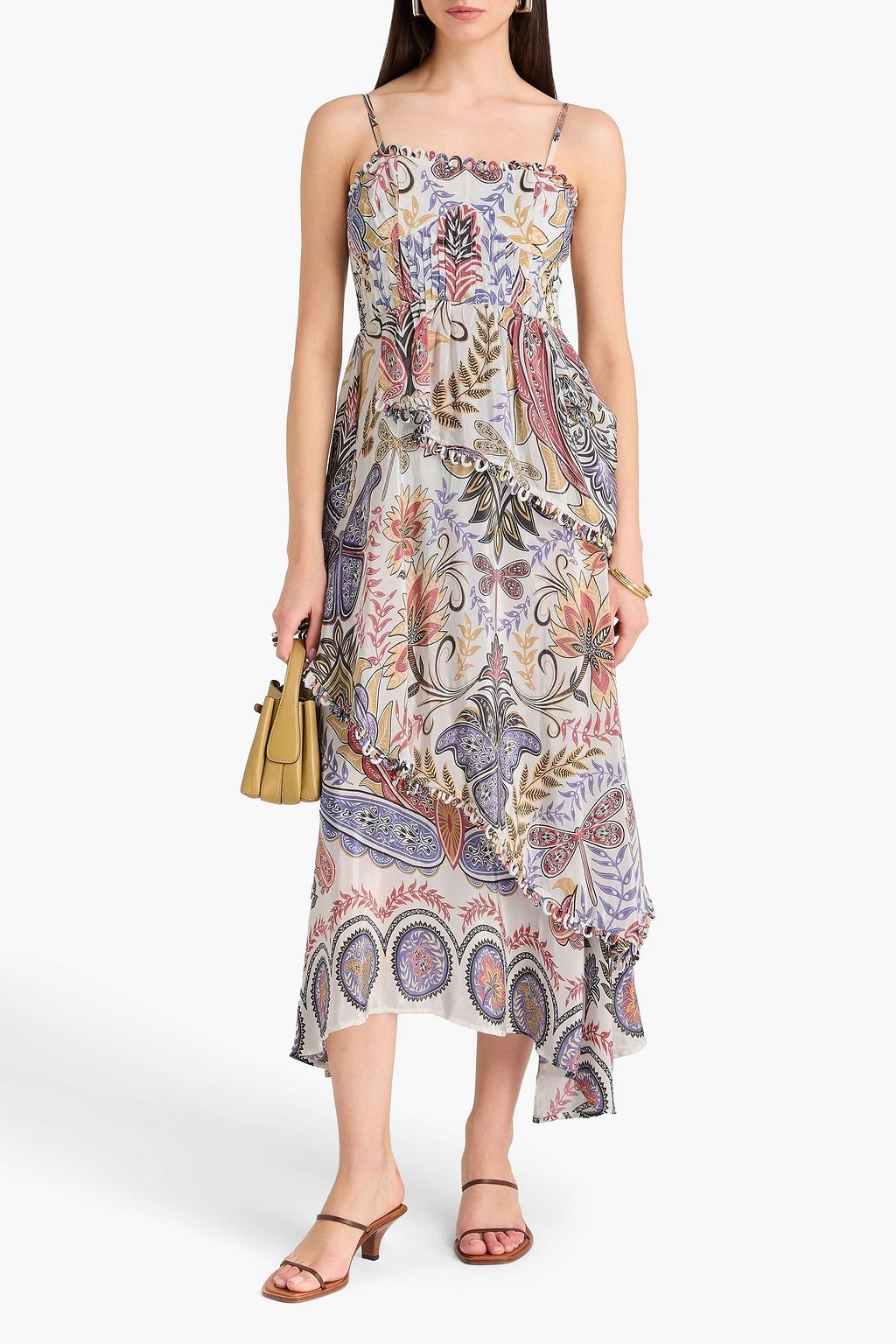 chinese dress ladies FARM Rio Tiered Maxi Dress Pink Cocoa Forest Print Cotton Size Extra S –  Celebrity Owned main image 0