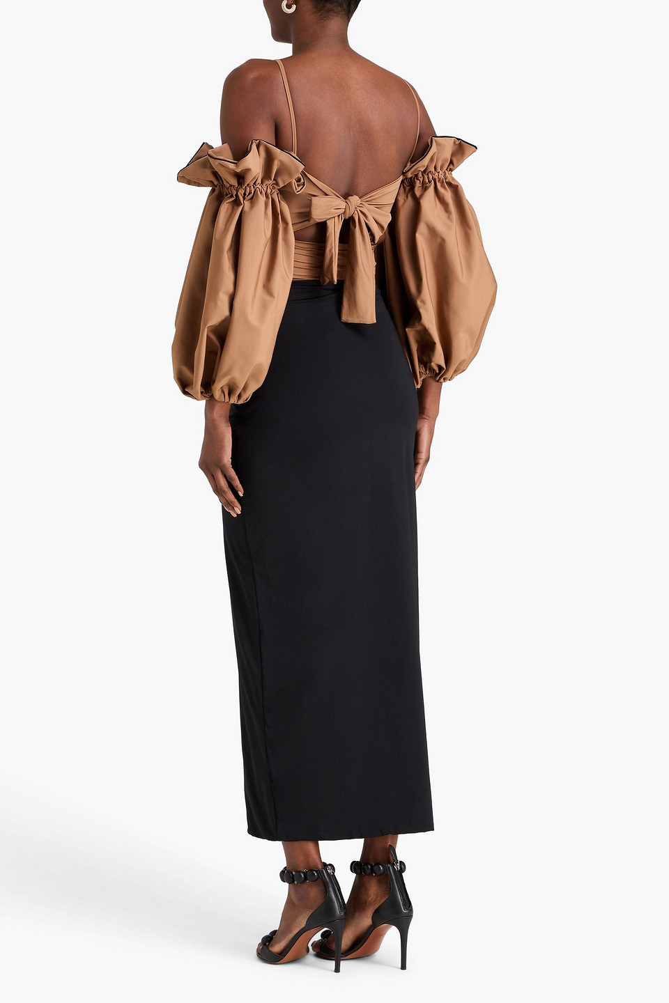  Maygel Coronel - Maxirock „crisol“ Aus Stretch-jersey Mit Floralen Applikationen - Schwarz - Onesize 