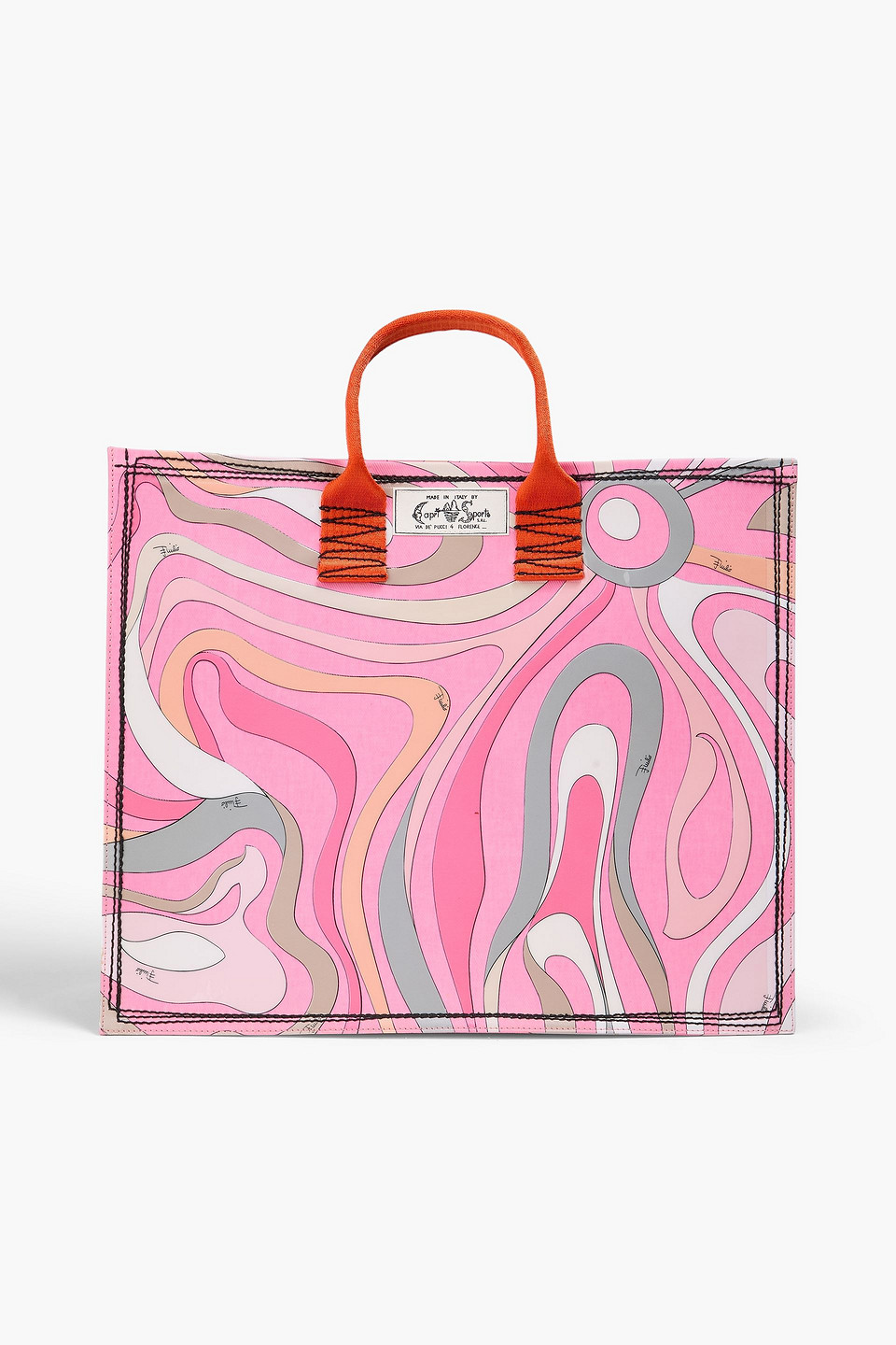 Pucci Printed Twill Tote In Pink