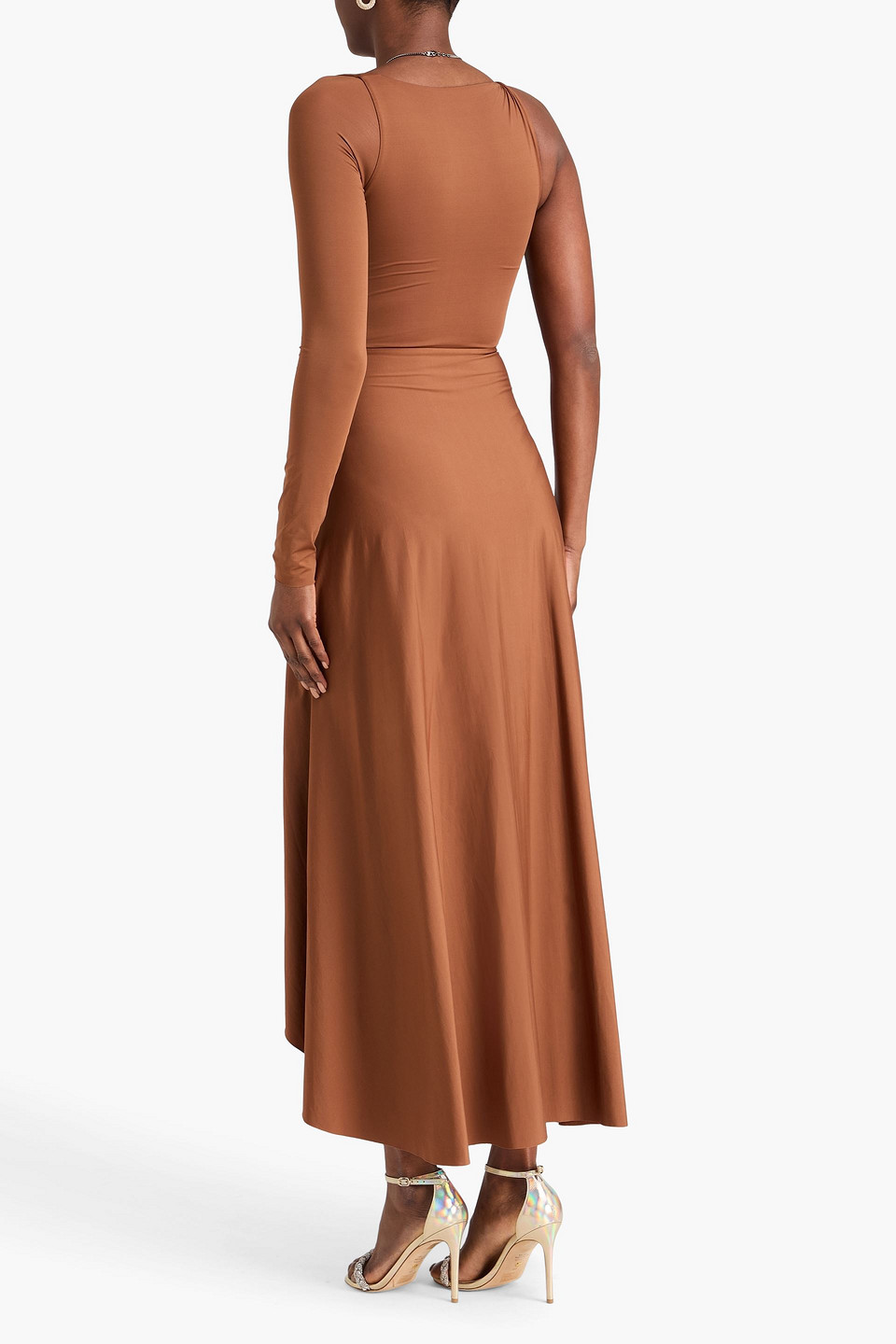  Maygel Coronel - Gerafftes Midikleid „liana“ Aus Stretch-jersey Mit Asymmetrischer Schulterpartie - Braun - Onesize 