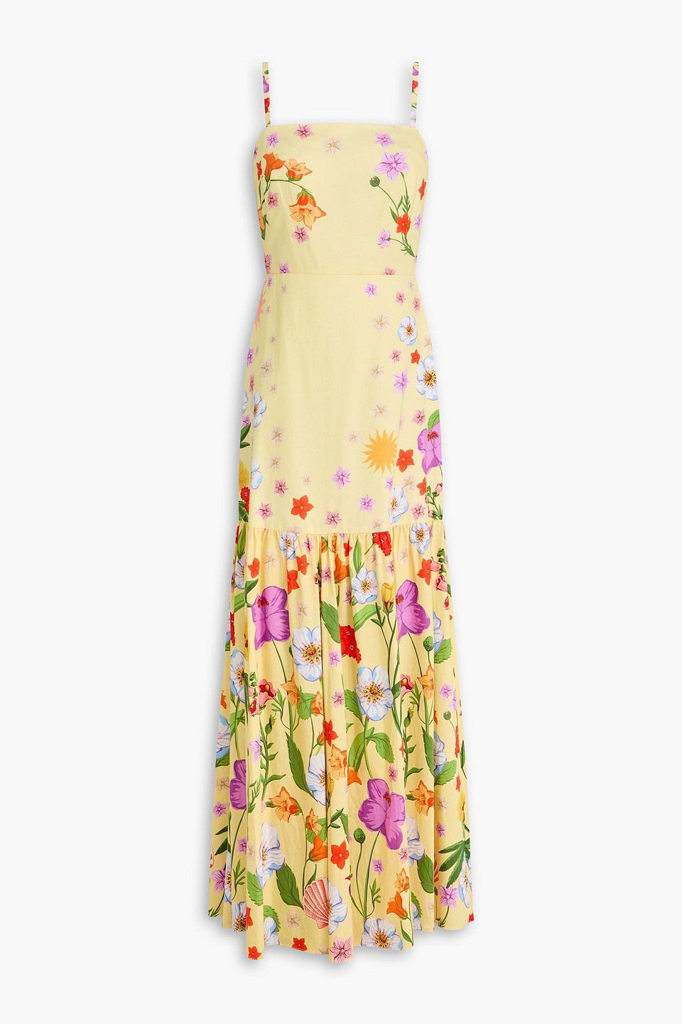 Borgo De Nor Floral-print Cotton Maxi Dress In Yellow