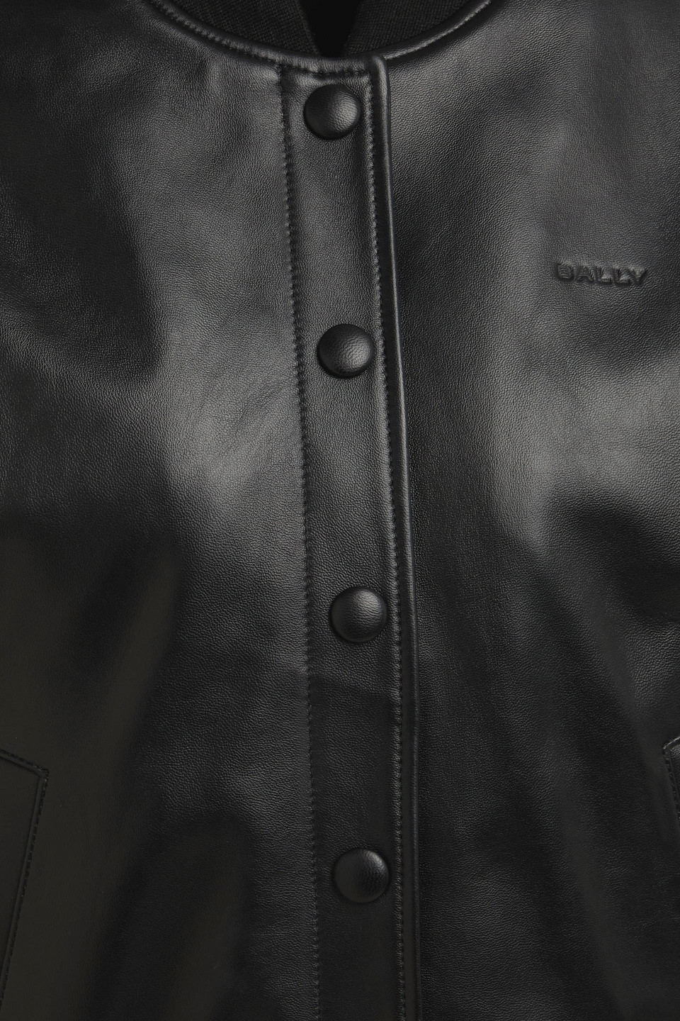 Bally Press-stud Leather Bomber Jacket In Black