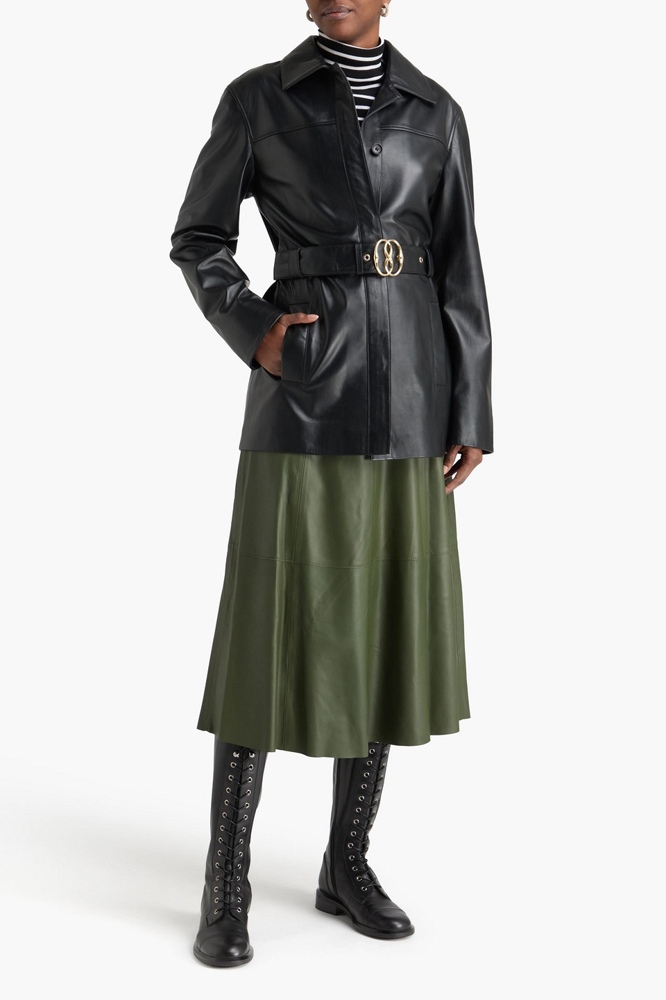  Bally - Lederjacke Mit Gürtel - Schwarz - It 36 
