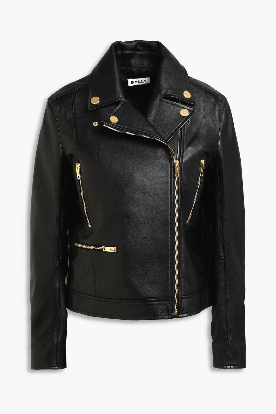 Bally Leather Biker Jacket In Black