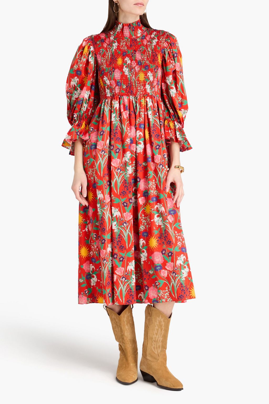 borgo de nor red dress Borgo de Nor Astoria Crepe Dress