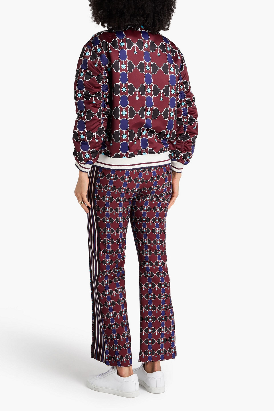  Borgo De Nor - Iggy Printed Shell Bomber Jacket - Burgundy - Uk 6 