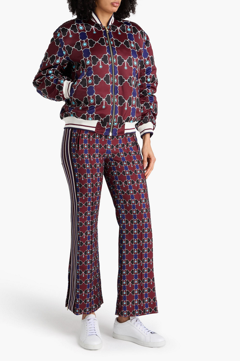  Borgo De Nor - Iggy Printed Shell Bomber Jacket - Burgundy - Uk 6 