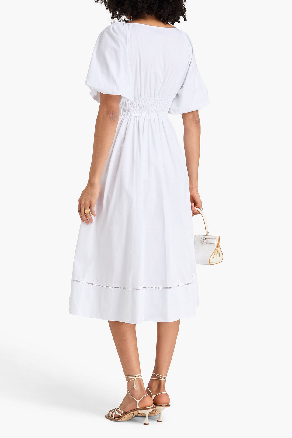 Tory Burch - Midikleid Aus Baumwollpopeline Mit Raffung - Weiß - Us 2 