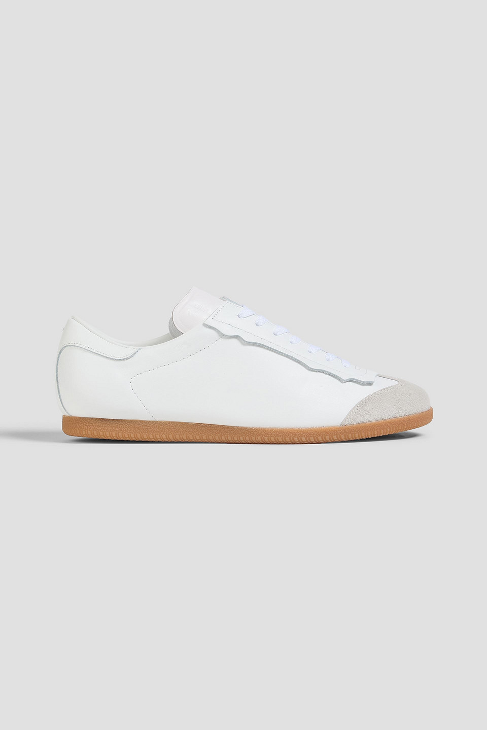 maison margiela - featherlight suede-trimmed leather sneakers - white - eu 40
