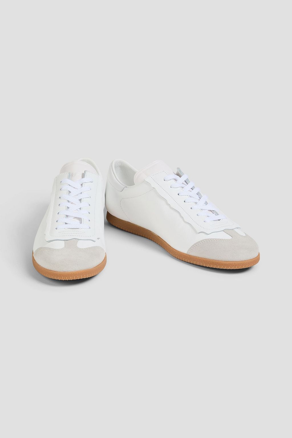 MAISON MARGIELA Featherlight suede-trimmed leather sneakers | THE