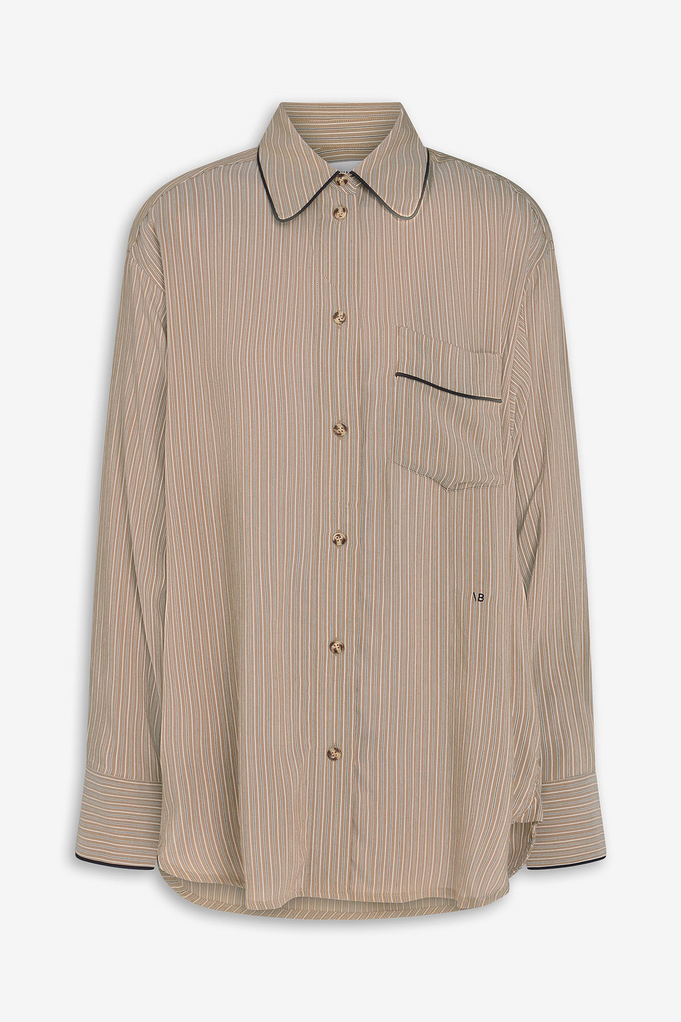 victoria beckham - striped woven shirt - brown - uk 8