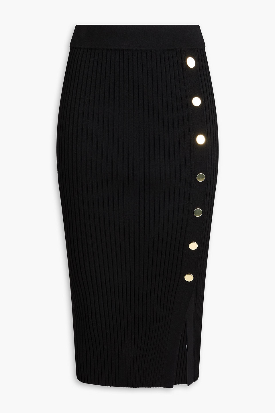 Veronica Beard Tanner Ribbed-knit Midi Skirt In Black