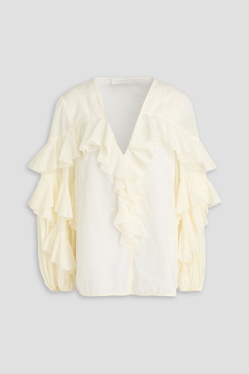 Zimmermann Ruffled Cotton Blouse In White