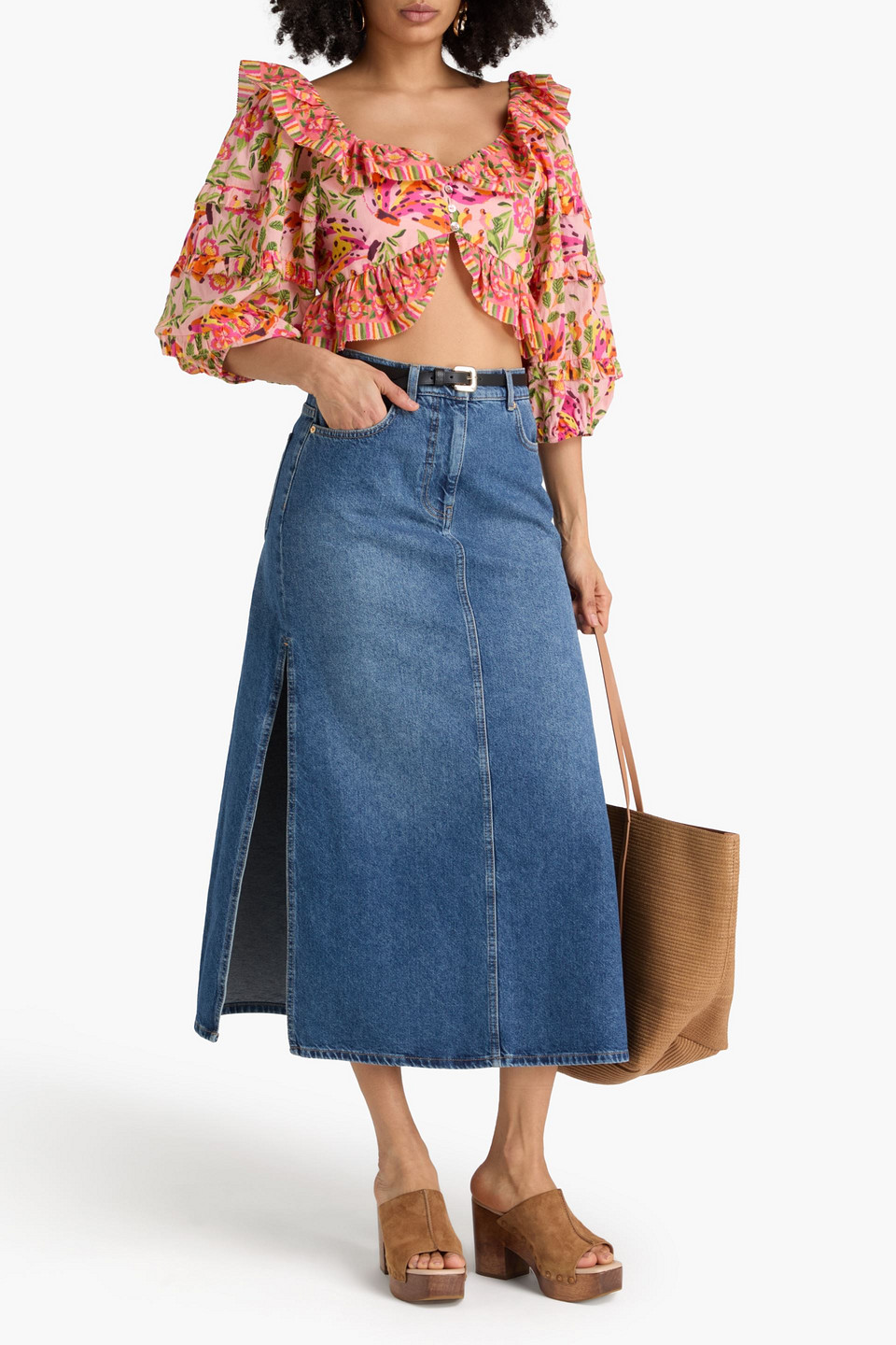  Farm Rio - Midirock Aus Denim - Blau - 25 
