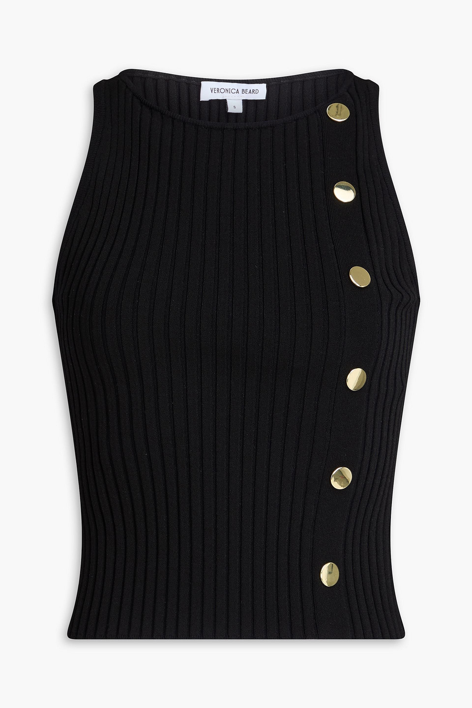 Veronica Beard Nelson Embellished Ribbed-knit Tank In Black