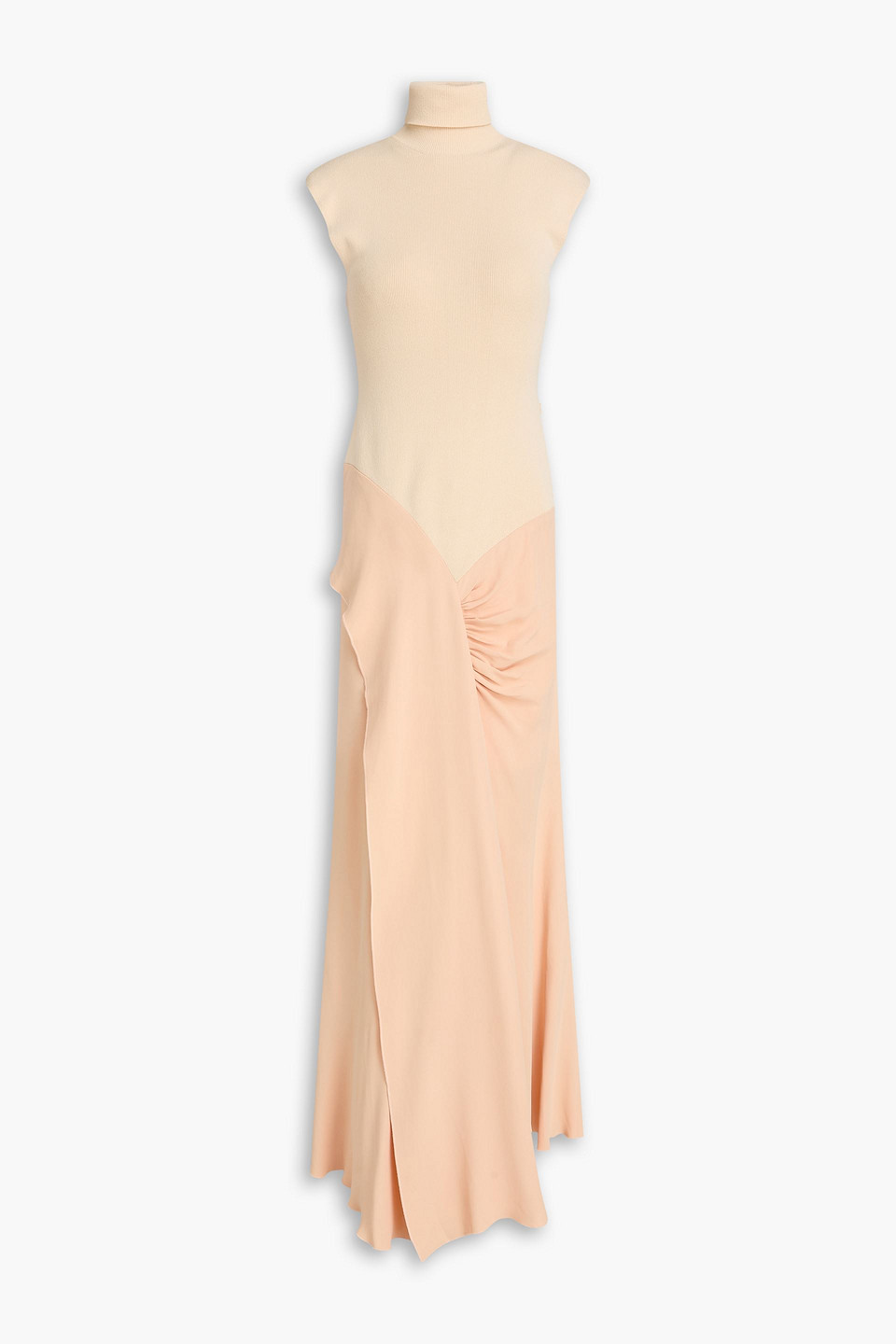 victoria beckham - ribbed-knit and crepe turtleneck maxi dress - orange - uk 10