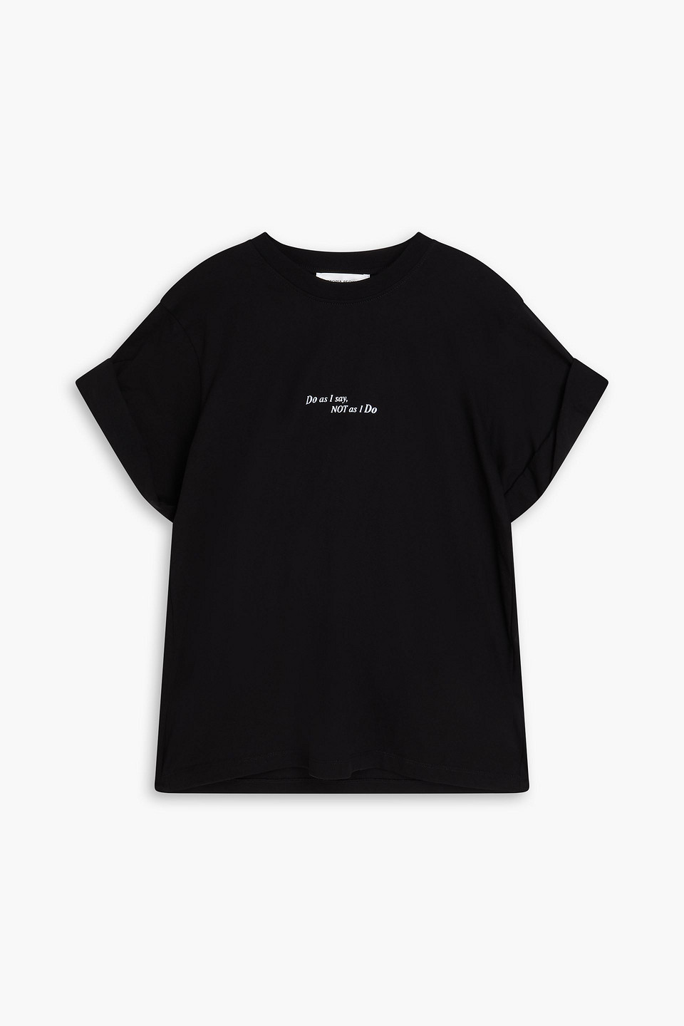 Victoria Beckham Flocked Cotton-jersey T-shirt In Black