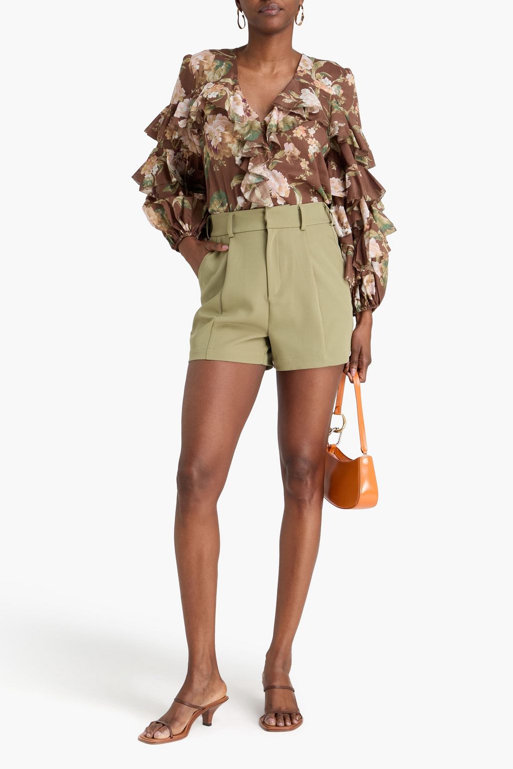 Zimmermann 花柄シースルートップス ZIMMERMANN Ruffled floral-print cotton-voile top | THE OUTNET