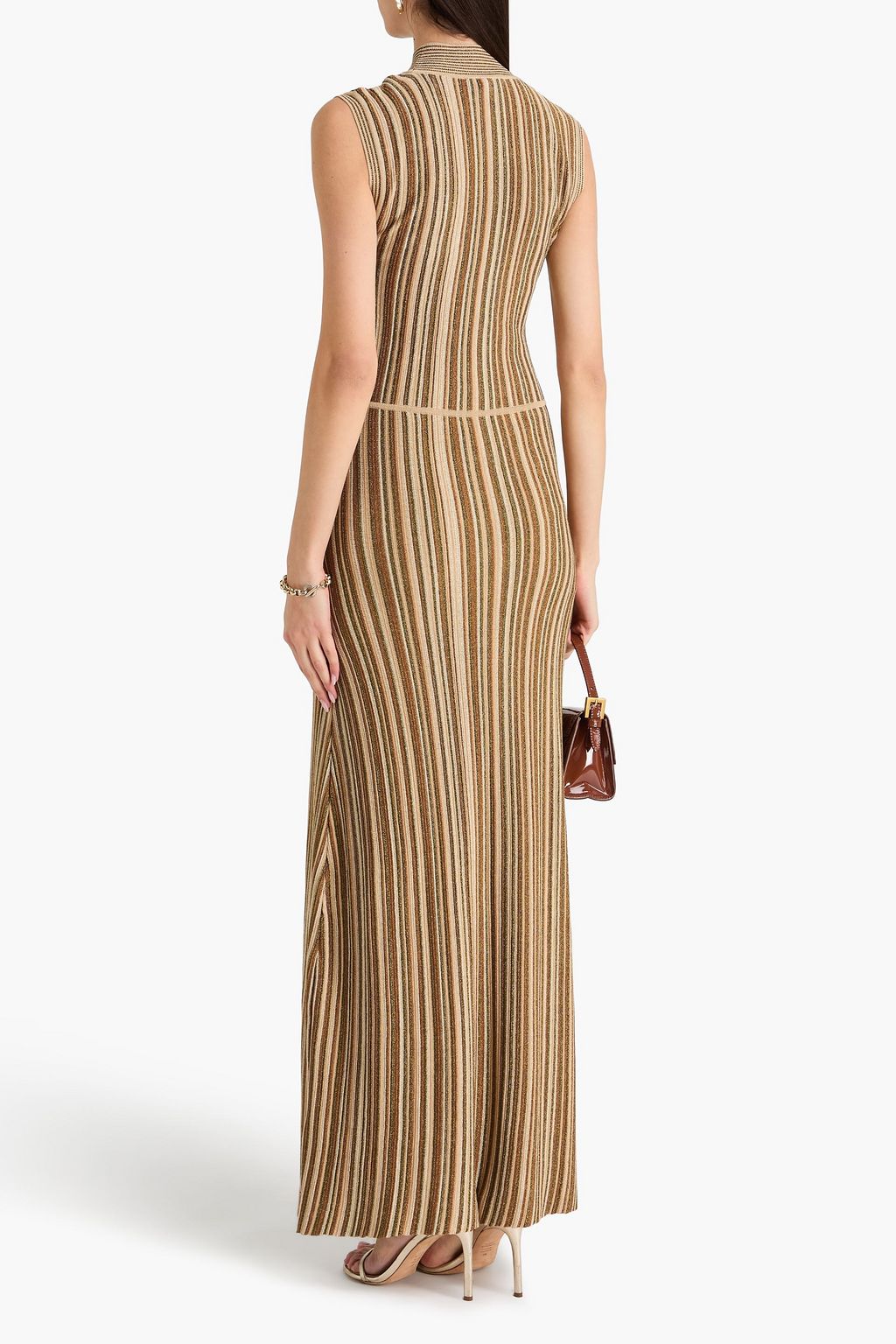 VERONICA BEARD Anna metallic striped ribbed-knit maxi dress | THE OUTNET VERONICA BEARD Anna metallic striped ribbed-knit maxi dress | THE OUTNET