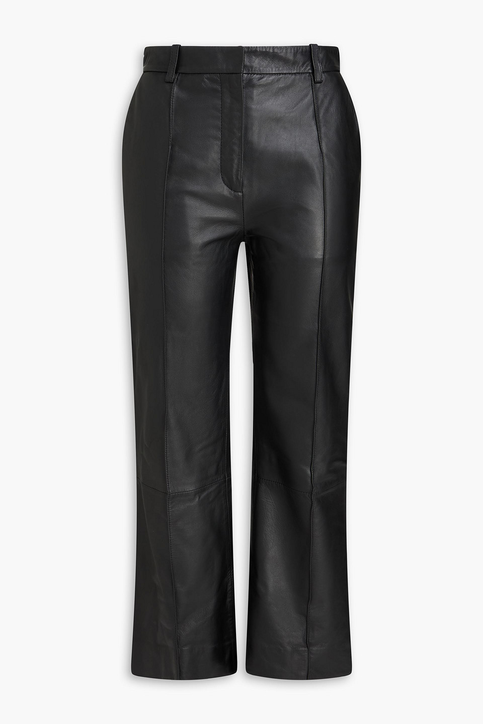 Victoria Beckham Leather Kick-flare Pants In Black