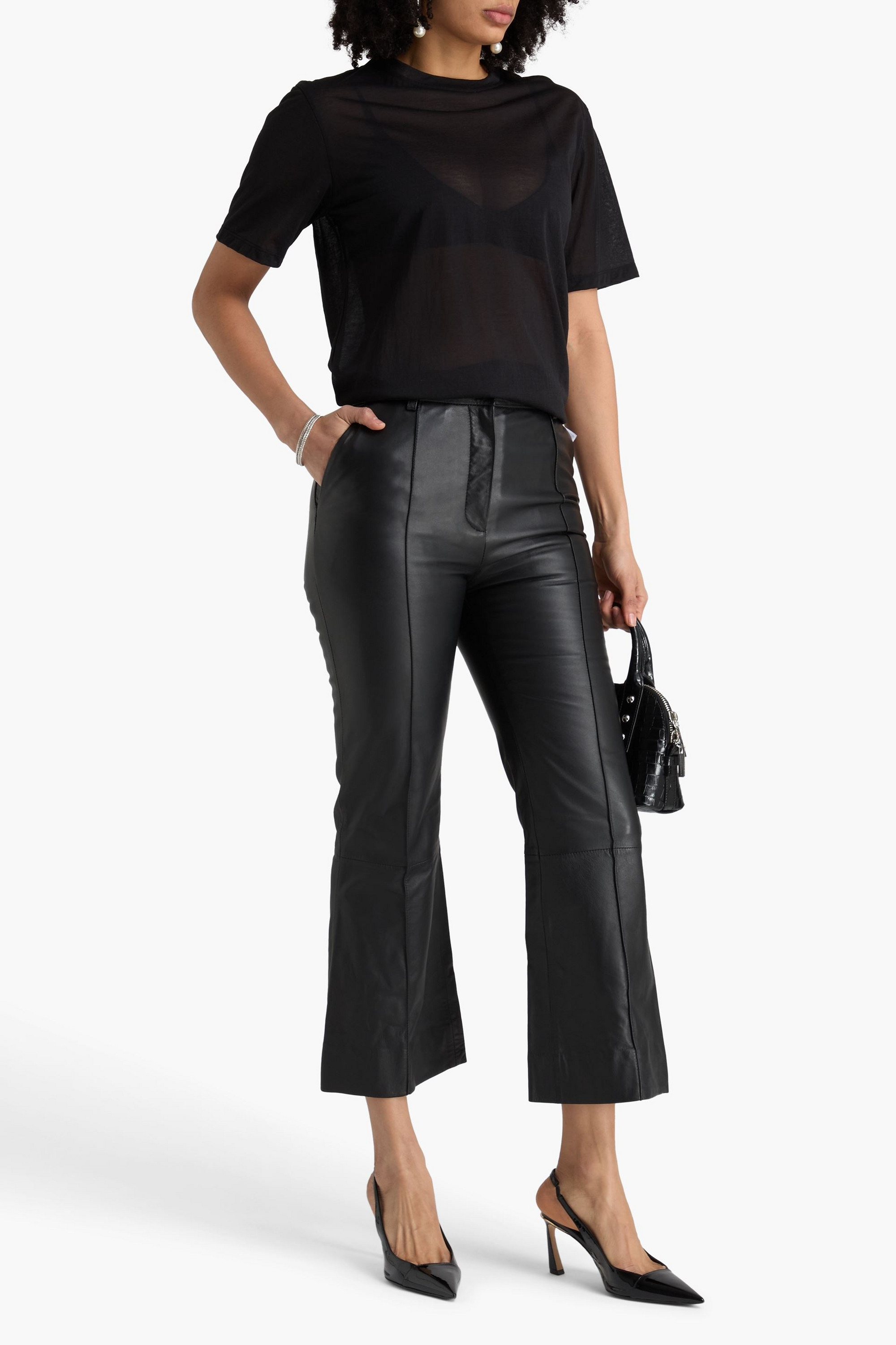 Victoria Beckham Leather kick-flare pants
