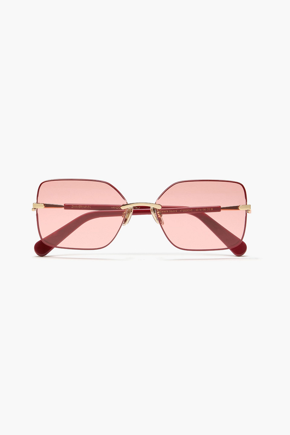Zimmermann Square-frame Metal Sunglasses In Pink