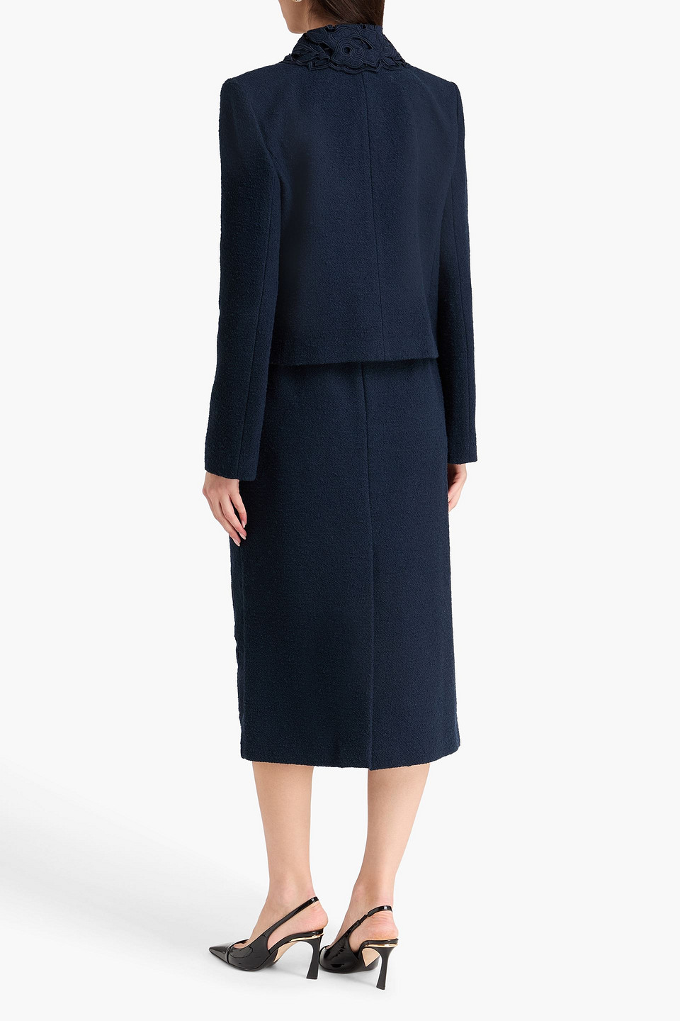  Oscar De La Renta - Jacke Aus Bouclé Aus Einer Lasergeschnittenen Baumwoll-wollmischung - Blau - Us 6 