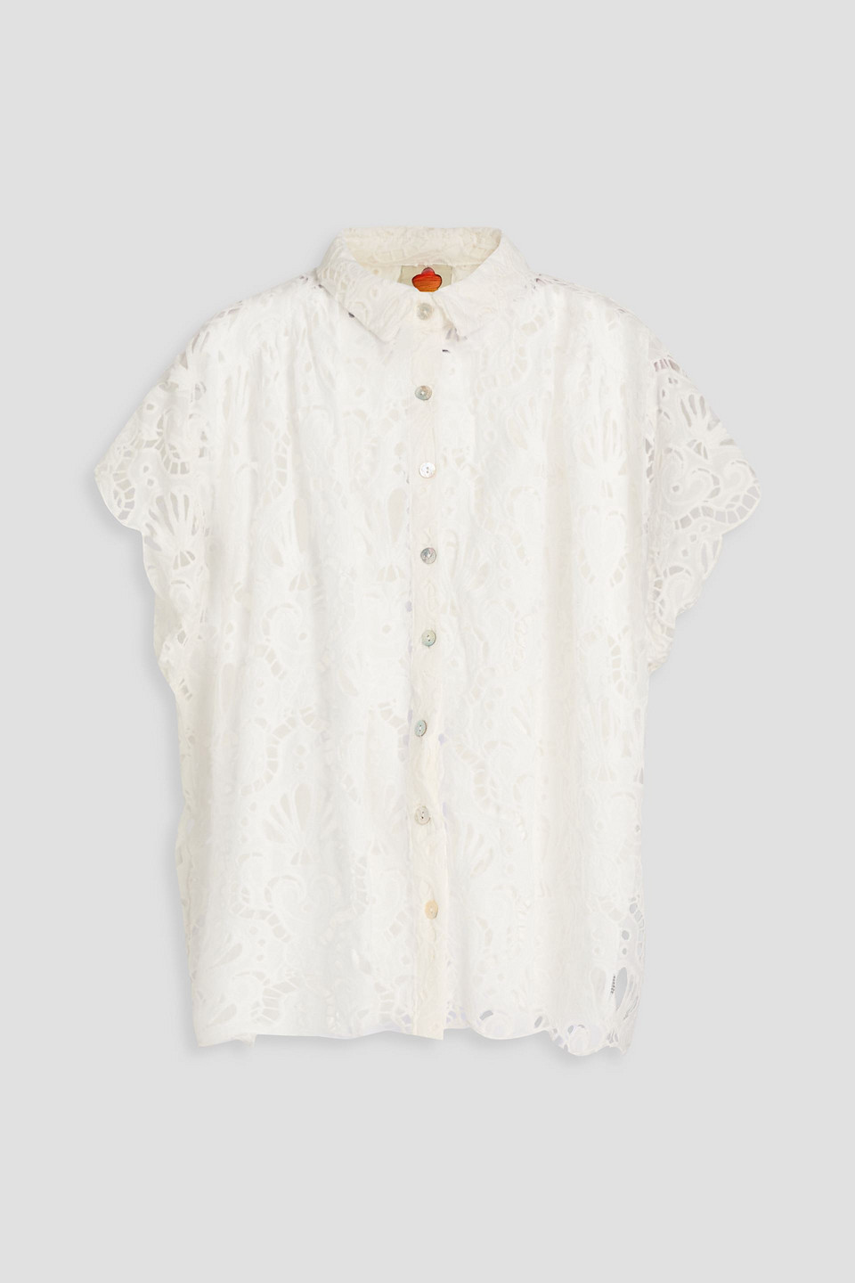 Farm Rio Broderie Anglaise Cotton Top In White