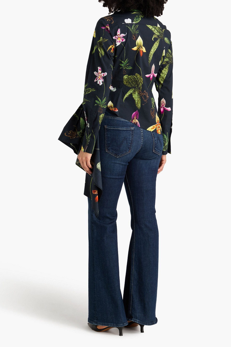  Oscar De La Renta - Drapiertes Hemd Aus Popeline Aus Stretch-baumwolle Mit Floralem Print - Blau - Us 2 