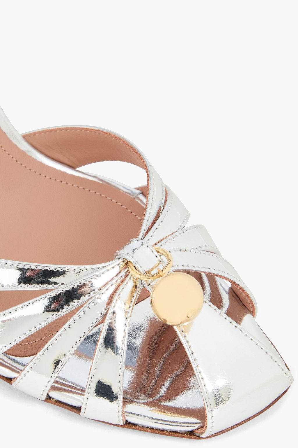 MALONE SOULIERS Azzurra embellished metallic leather sandals