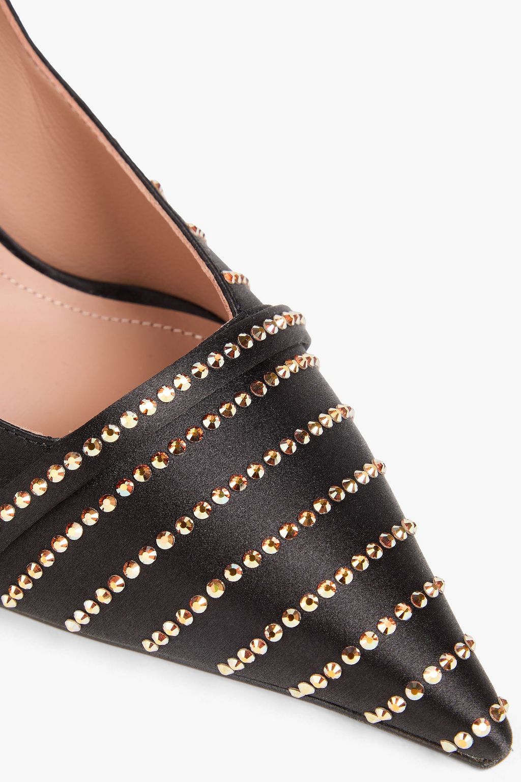 MALONE SOULIERS Jillian 90 crystal-embellished satin pumps