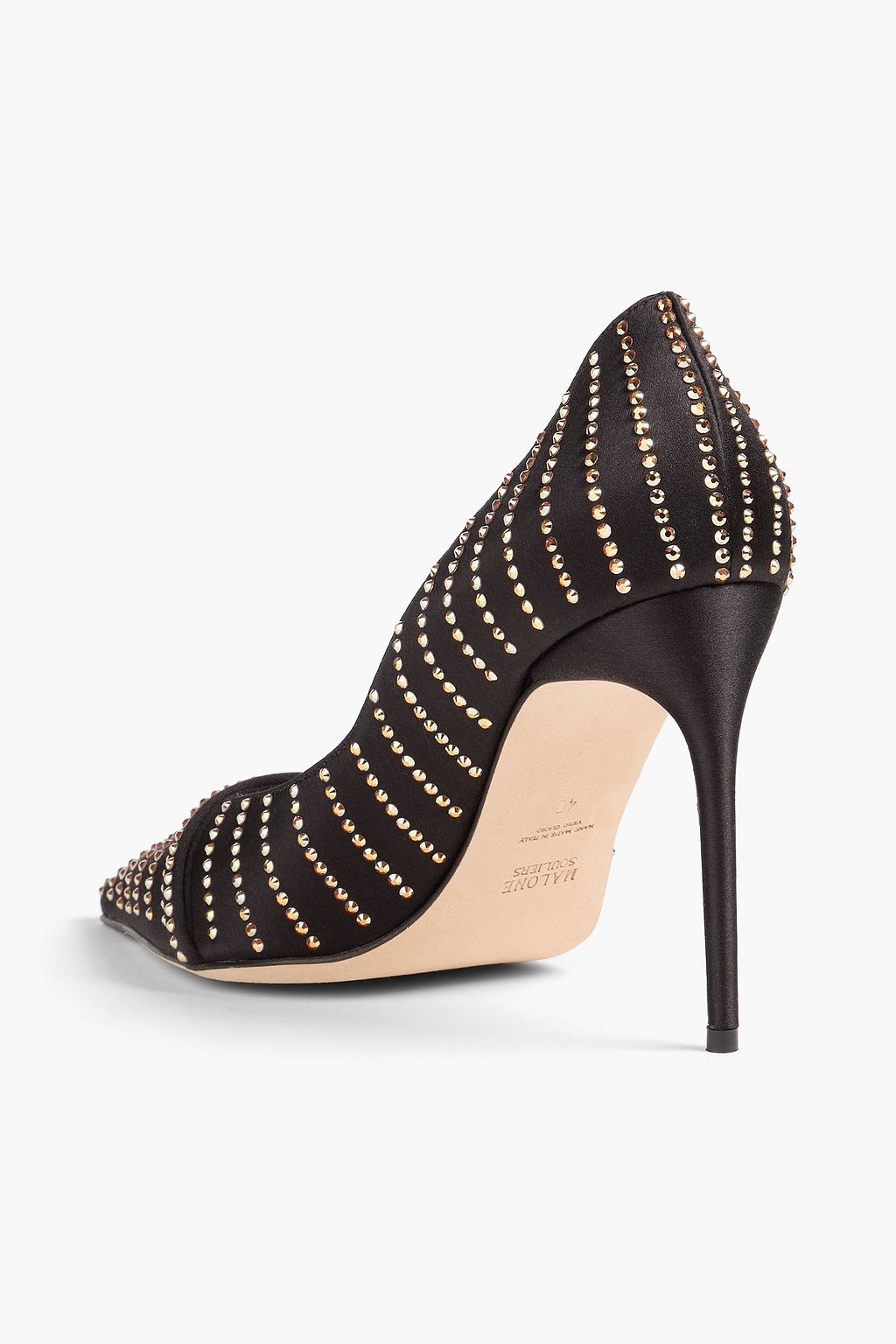 MALONE SOULIERS Jillian 90 crystal-embellished satin pumps