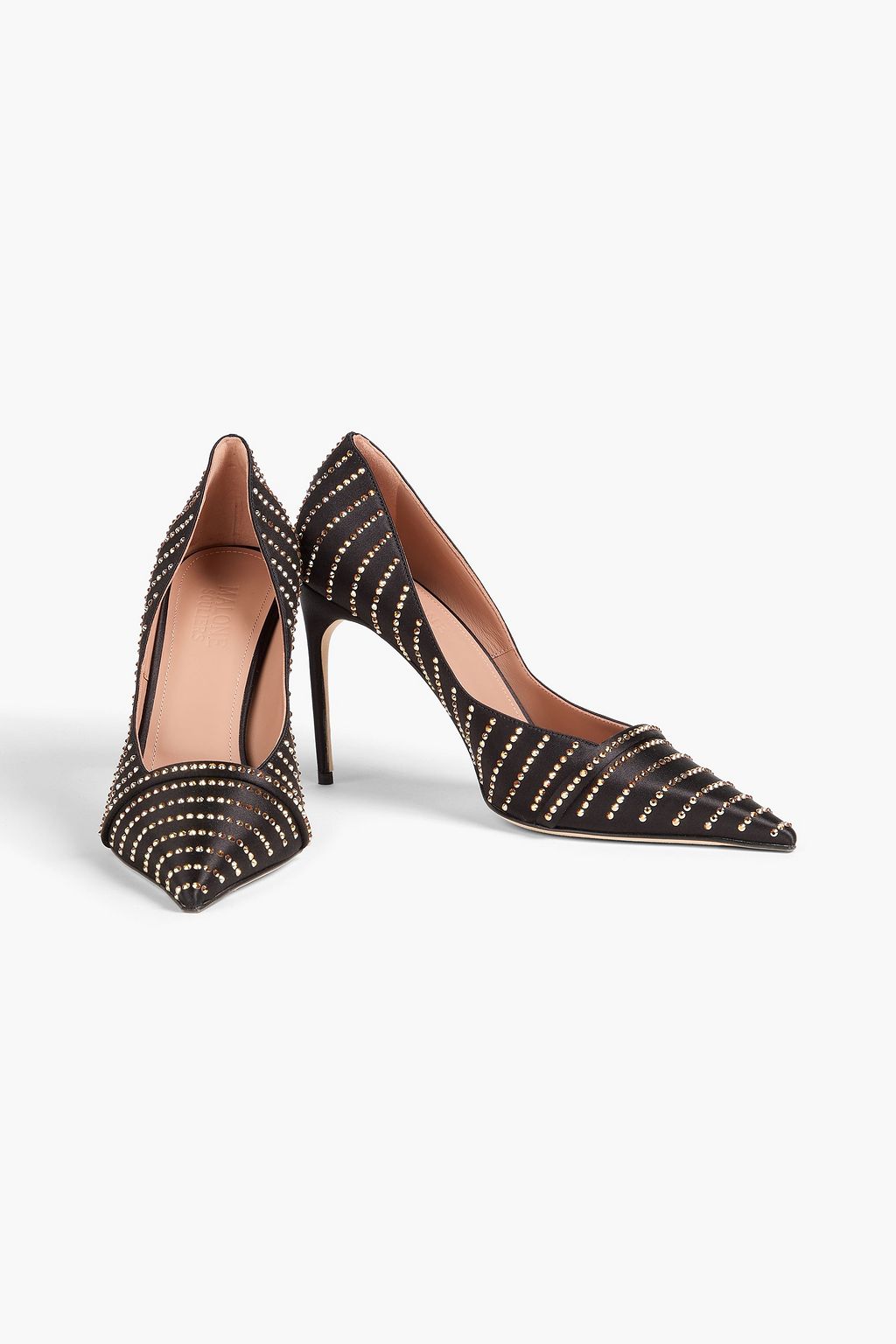 MALONE SOULIERS Jillian 90 crystal-embellished satin pumps