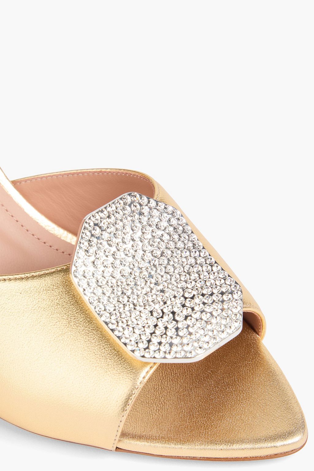 MALONE SOULIERS Joslyn crystal-embellished metallic leather mules