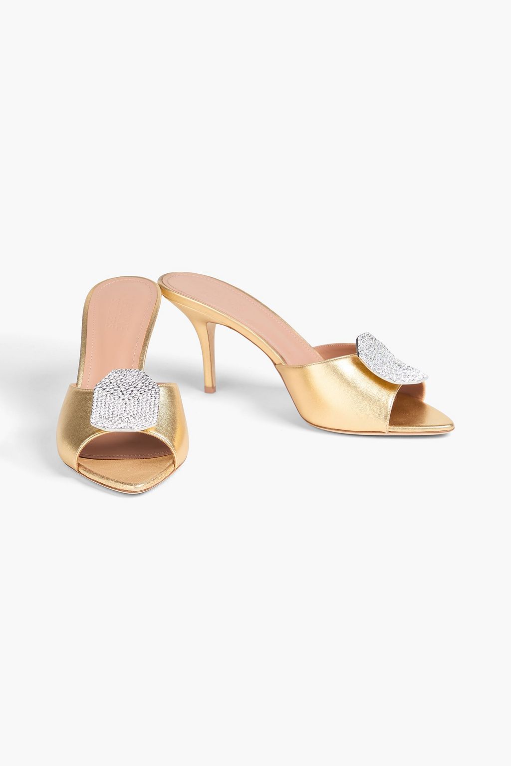 MALONE SOULIERS Joslyn crystal-embellished metallic leather mules